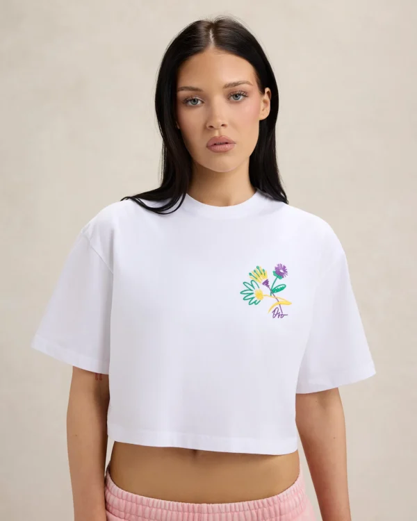OVO BRUSH STROKE FLOWER CROPPED TEE