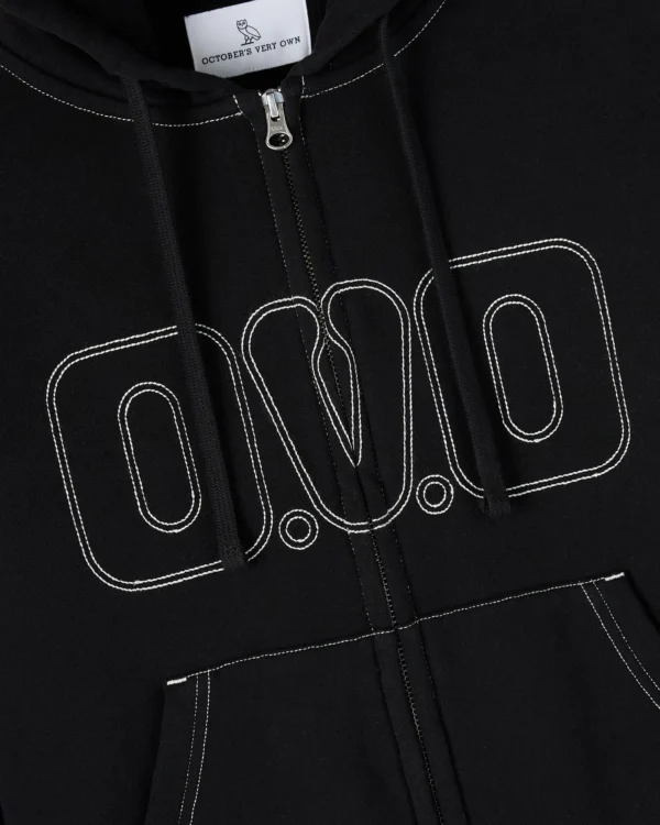 OVO CONTRAST-STITCH FULL-ZIP HOODIE