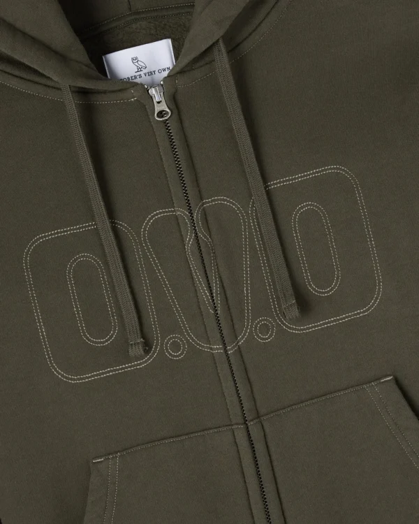 OVO CONTRAST-STITCH FULL-ZIP HOODIE